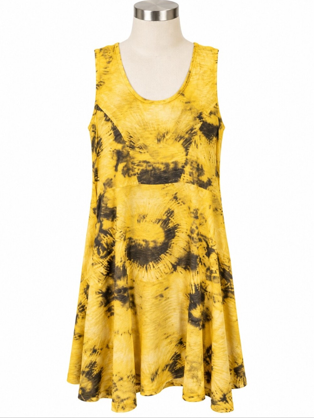 Lands Down Under Women's 100% Linen Yellow Tie Dye Dress Sz M Artsy Italy Beach